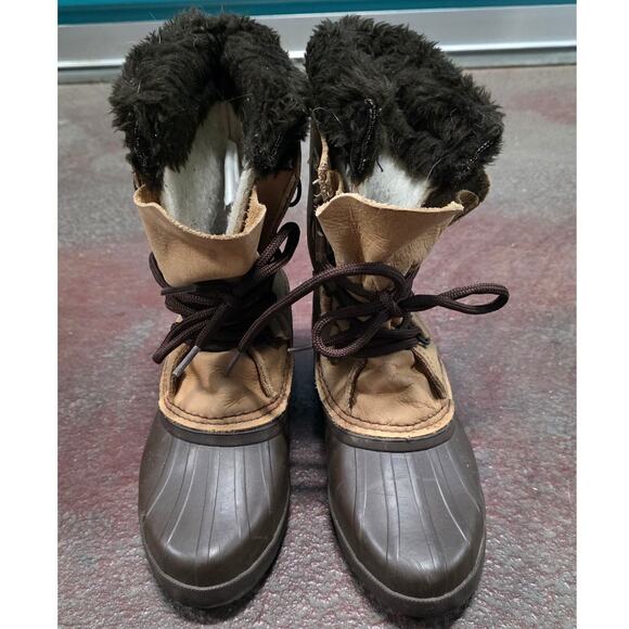 Sorel Manitou Leather Duck Boots Womens US 8 Lined Kaufman Waterproof Canada - Picture 2 of 12